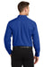 Port Authority W100/TW100 Mens Carefree Stain Resistant Long Sleeve Button Down Shirt w/ Pocket True Royal Blue Model Back