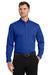Port Authority W100/TW100 Mens Carefree Stain Resistant Long Sleeve Button Down Shirt w/ Pocket True Royal Blue Model Front