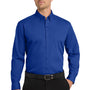 Port Authority Mens Carefree Stain Resistant Long Sleeve Button Down Shirt w/ Pocket - True Royal Blue