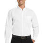 Port Authority Mens Carefree Stain Resistant Long Sleeve Button Down Shirt w/ Pocket - White