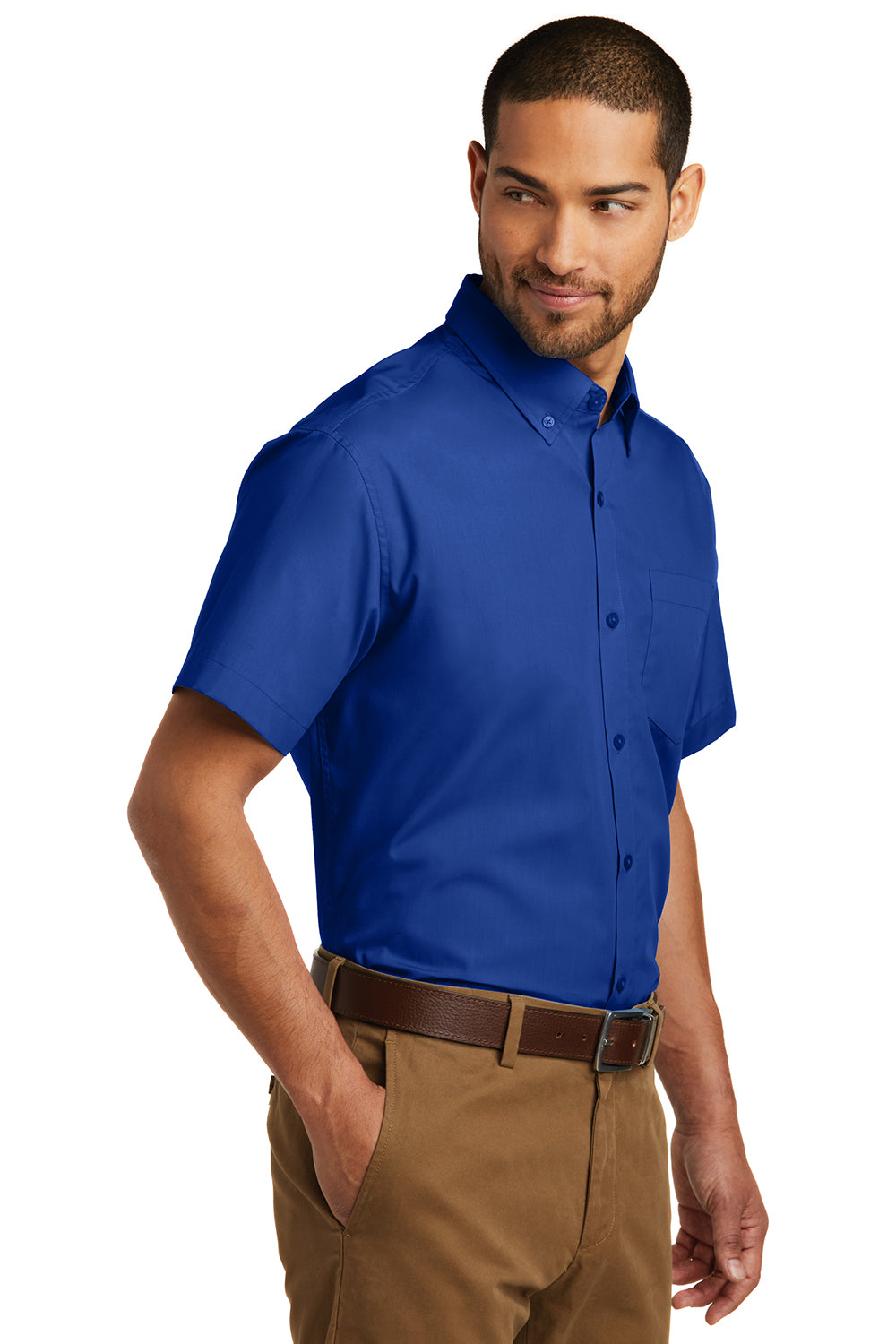 royal blue mens dress shirt short sleeve Royal Blue Short Sleeve Snap Front Utility Shirt ChefsCloset