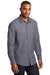 Port Authority W380 Mens Slub Chambray Long Sleeve Button Down Shirt w/ Double Pockets True Navy Blue Model 3q