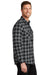 Port Authority W668 Mens Flannel Long Sleeve Button Down Shirt w/ Double Pockets Grey/Black Buffalo Model Side