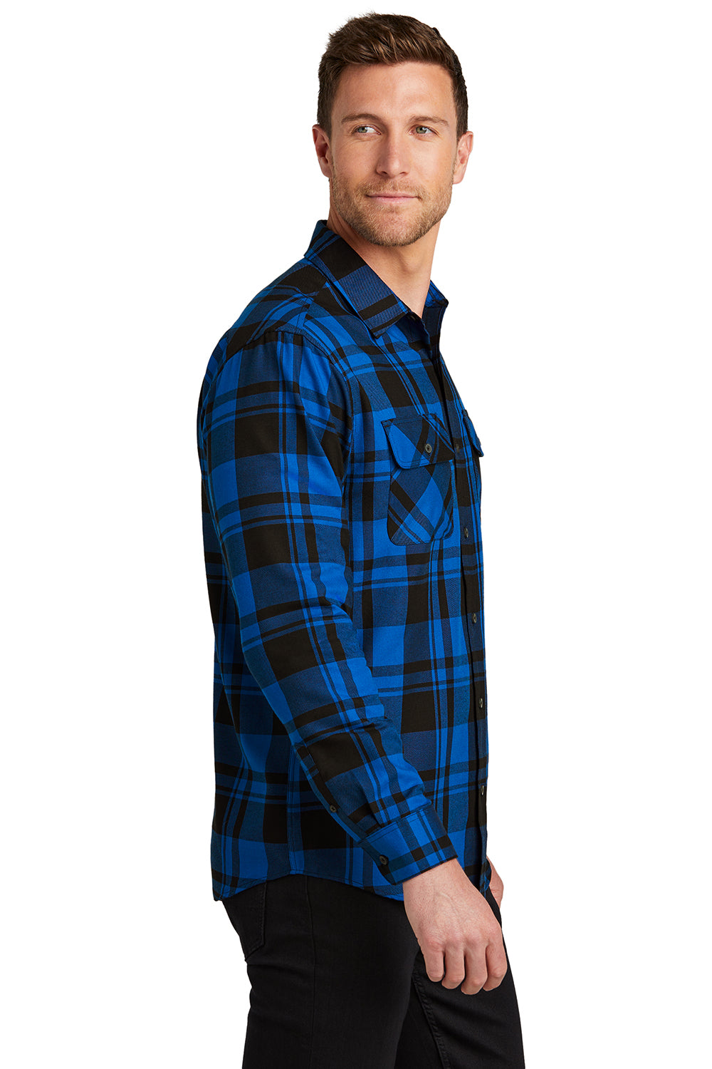 Port Authority W668 Plaid Flannel Shirt - Royal/ Black, M Port Authority W668 Plaid Flannel Shirt - Royal/ Black, M