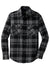 Port Authority W668 Mens Flannel Long Sleeve Button Down Shirt w/ Double Pockets Grey/Black Flat Front