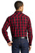 Port Authority W670 Mens Everyday Plaid Long Sleeve Button Down Shirt Rich Red Model Back