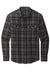 Port Authority W672 Mens Ombre Plaid Long Sleeve Button Down Shirt w/ Double Pockets Deep Black Flat Front