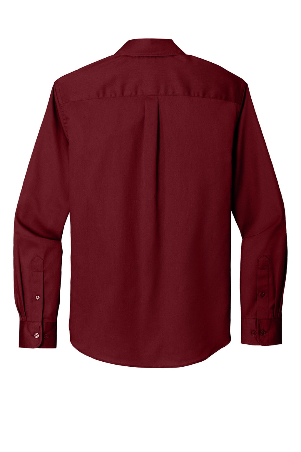 Port Authority W808 Mens SuperPro Wrinkle Resistant React Long Sleeve Button Down Shirt w/ Pocket Burgundy Flat Back