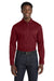 Port Authority W808 Mens SuperPro Wrinkle Resistant React Long Sleeve Button Down Shirt w/ Pocket Burgundy Model Front