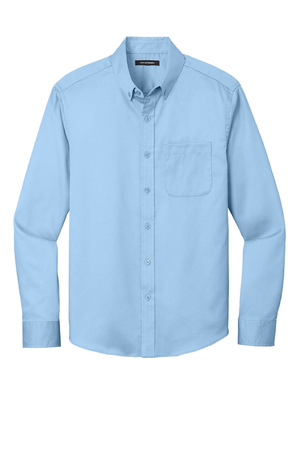 Port Authority W808 Mens SuperPro Wrinkle Resistant React Long Sleeve Button Down Shirt w/ Pocket Cloud Blue Flat Front
