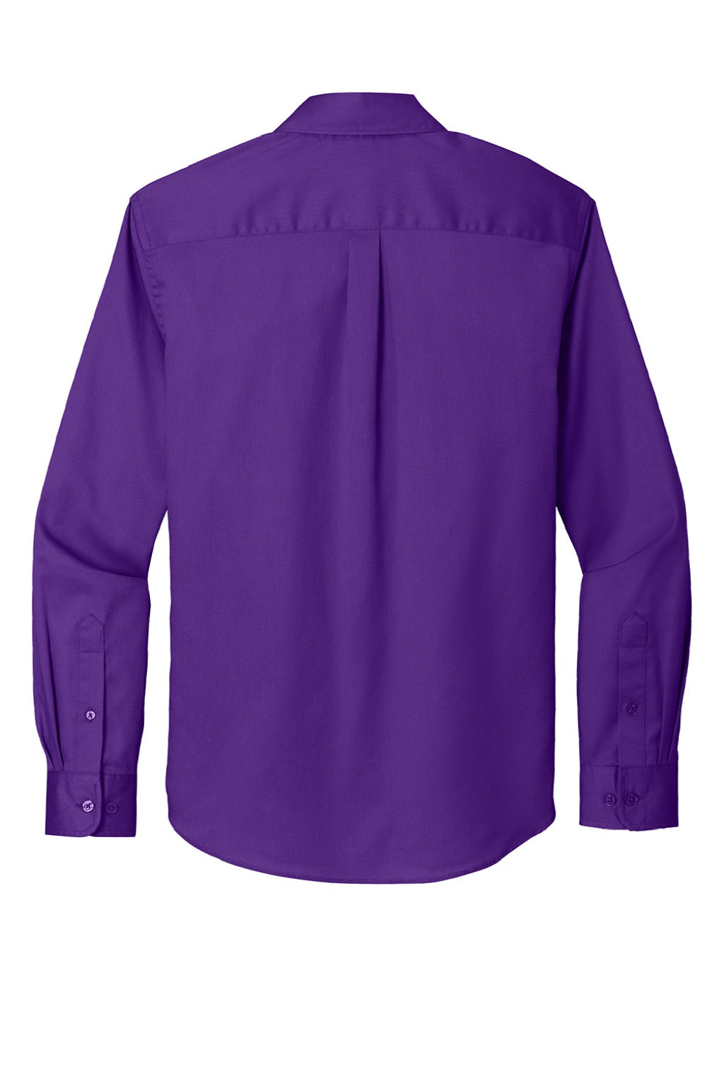 Port Authority W808 Mens SuperPro Wrinkle Resistant React Long Sleeve Button Down Shirt w/ Pocket Purple Flat Back