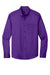 Port Authority W808 Mens SuperPro Wrinkle Resistant React Long Sleeve Button Down Shirt w/ Pocket Purple Flat Front