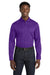 Port Authority W808 Mens SuperPro Wrinkle Resistant React Long Sleeve Button Down Shirt w/ Pocket Purple Model Front