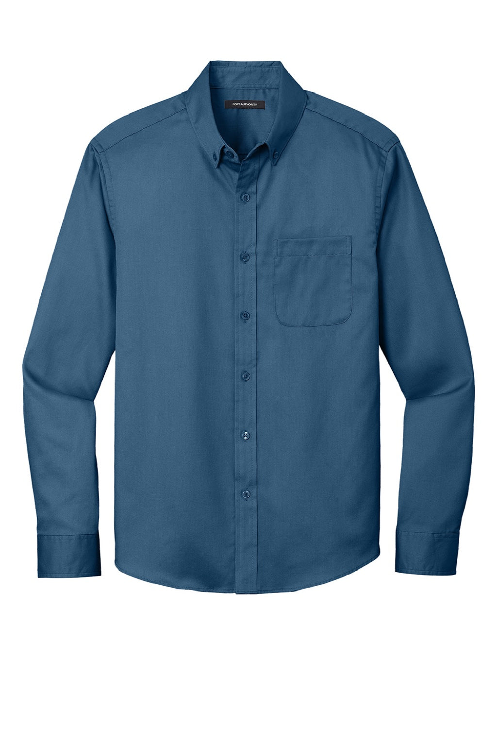 Port Authority W808 Mens SuperPro Wrinkle Resistant React Long Sleeve Button Down Shirt w/ Pocket Regatta Blue Flat Front