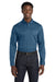 Port Authority W808 Mens SuperPro Wrinkle Resistant React Long Sleeve Button Down Shirt w/ Pocket Regatta Blue Model Front