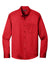 Port Authority W808 Mens SuperPro Wrinkle Resistant React Long Sleeve Button Down Shirt w/ Pocket Rich Red Flat Front