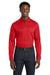 Port Authority W808 Mens SuperPro Wrinkle Resistant React Long Sleeve Button Down Shirt w/ Pocket Rich Red Model Front