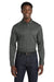 Port Authority W808 Mens SuperPro Wrinkle Resistant React Long Sleeve Button Down Shirt w/ Pocket Storm Grey Model Front