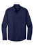 Port Authority W808 Mens SuperPro Wrinkle Resistant React Long Sleeve Button Down Shirt w/ Pocket True Navy Blue Flat Front
