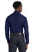 Port Authority W808 Mens SuperPro Wrinkle Resistant React Long Sleeve Button Down Shirt w/ Pocket True Navy Blue Model Back