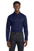 Port Authority W808 Mens SuperPro Wrinkle Resistant React Long Sleeve Button Down Shirt w/ Pocket True Navy Blue Model Front