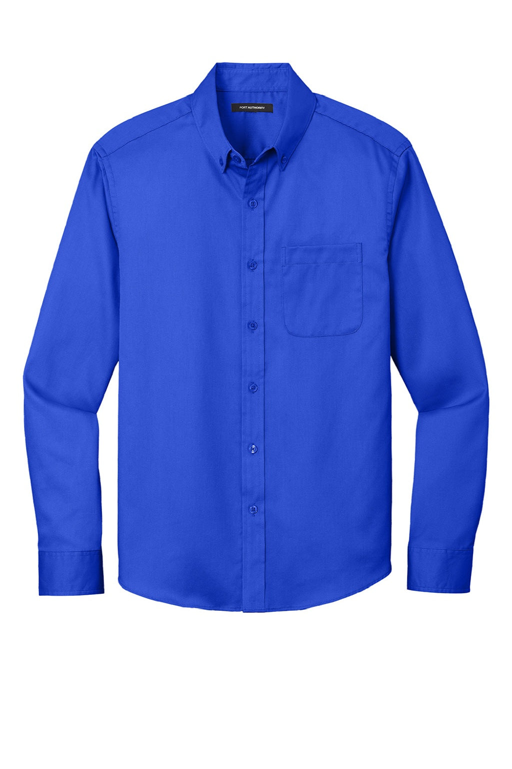 Port Authority W808 Mens SuperPro Wrinkle Resistant React Long Sleeve Button Down Shirt w/ Pocket True Royal Blue Flat Front