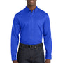 Port Authority Mens SuperPro Wrinkle Resistant React Long Sleeve Button Down Shirt w/ Pocket - True Royal Blue