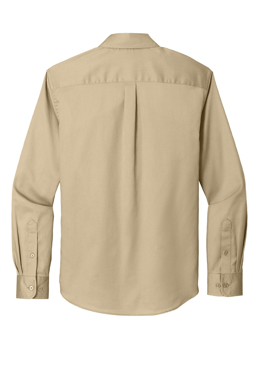 Port Authority W808 Mens SuperPro Wrinkle Resistant React Long Sleeve Button Down Shirt w/ Pocket Wheat Flat Back