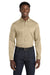 Port Authority W808 Mens SuperPro Wrinkle Resistant React Long Sleeve Button Down Shirt w/ Pocket Wheat Model Front