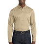 Port Authority Mens SuperPro Wrinkle Resistant React Long Sleeve Button Down Shirt w/ Pocket - Wheat