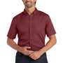 Port Authority Mens SuperPro Wrinkle Resistant React Short Sleeve Button Down Shirt w/ Pocket - Burgundy