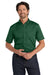 Port Authority W809 Mens SuperPro Wrinkle Resistant React Short Sleeve Button Down Shirt w/ Pocket Dark Green Model Front