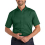 Port Authority Mens SuperPro Wrinkle Resistant React Short Sleeve Button Down Shirt w/ Pocket - Dark Green