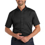 Port Authority Mens SuperPro Wrinkle Resistant React Short Sleeve Button Down Shirt w/ Pocket - Deep Black
