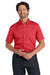 Port Authority W809 Mens SuperPro Wrinkle Resistant React Short Sleeve Button Down Shirt w/ Pocket Rich Red Model Front
