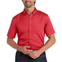 Port Authority Mens SuperPro Wrinkle Resistant React Short Sleeve Button Down Shirt w/ Pocket - Rich Red