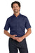 Port Authority W809 Mens SuperPro Wrinkle Resistant React Short Sleeve Button Down Shirt w/ Pocket True Navy Blue Model Front