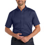 Port Authority Mens SuperPro Wrinkle Resistant React Short Sleeve Button Down Shirt w/ Pocket - True Navy Blue