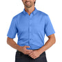 Port Authority Mens SuperPro Wrinkle Resistant React Short Sleeve Button Down Shirt w/ Pocket - Ultramarine Blue