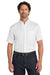 Port Authority W809 Mens SuperPro Wrinkle Resistant React Short Sleeve Button Down Shirt w/ Pocket White Model Front