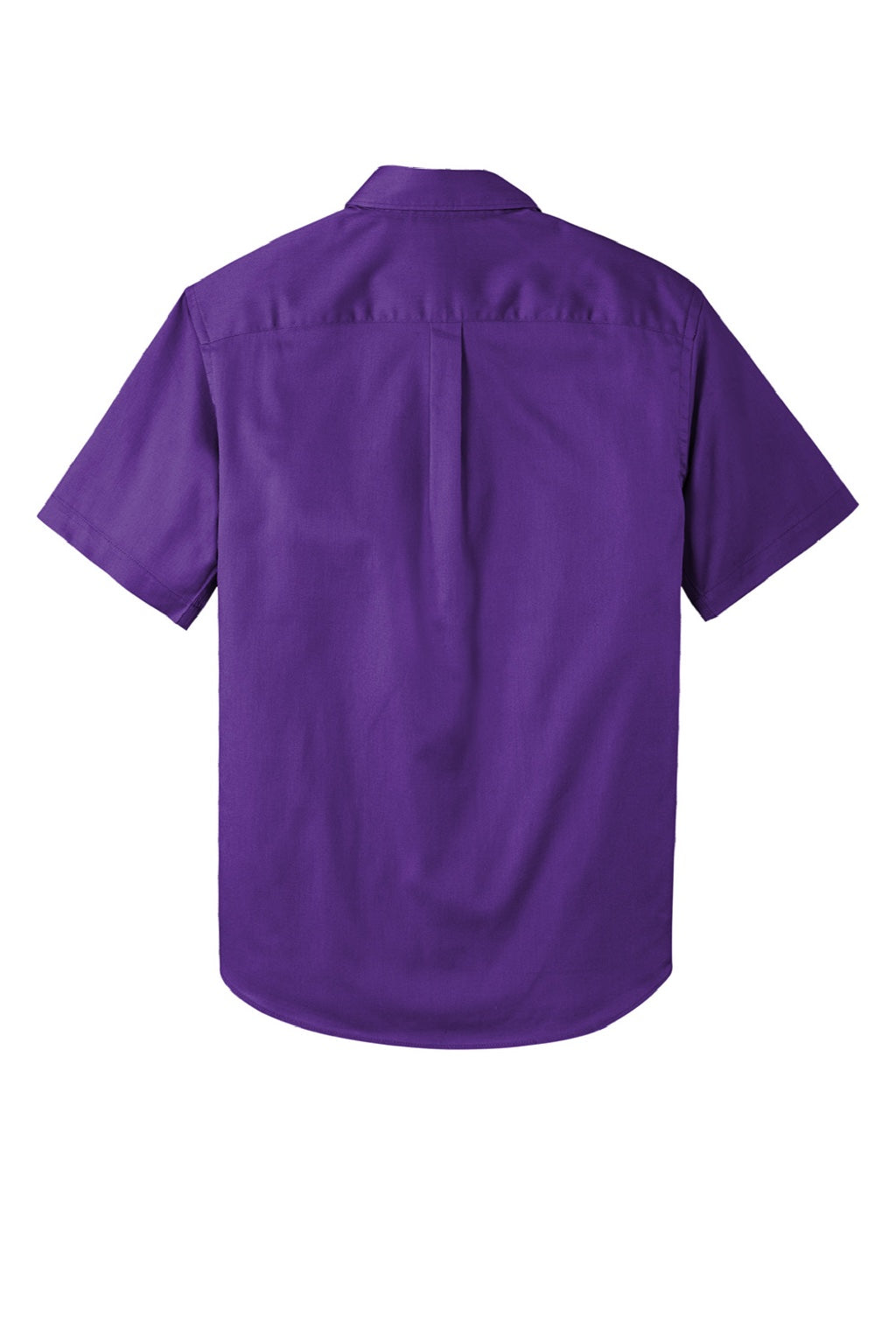 Port Authority W809 Mens SuperPro Wrinkle Resistant React Short Sleeve Button Down Shirt w/ Pocket Purple Flat Back