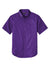 Port Authority W809 Mens SuperPro Wrinkle Resistant React Short Sleeve Button Down Shirt w/ Pocket Purple Flat Front