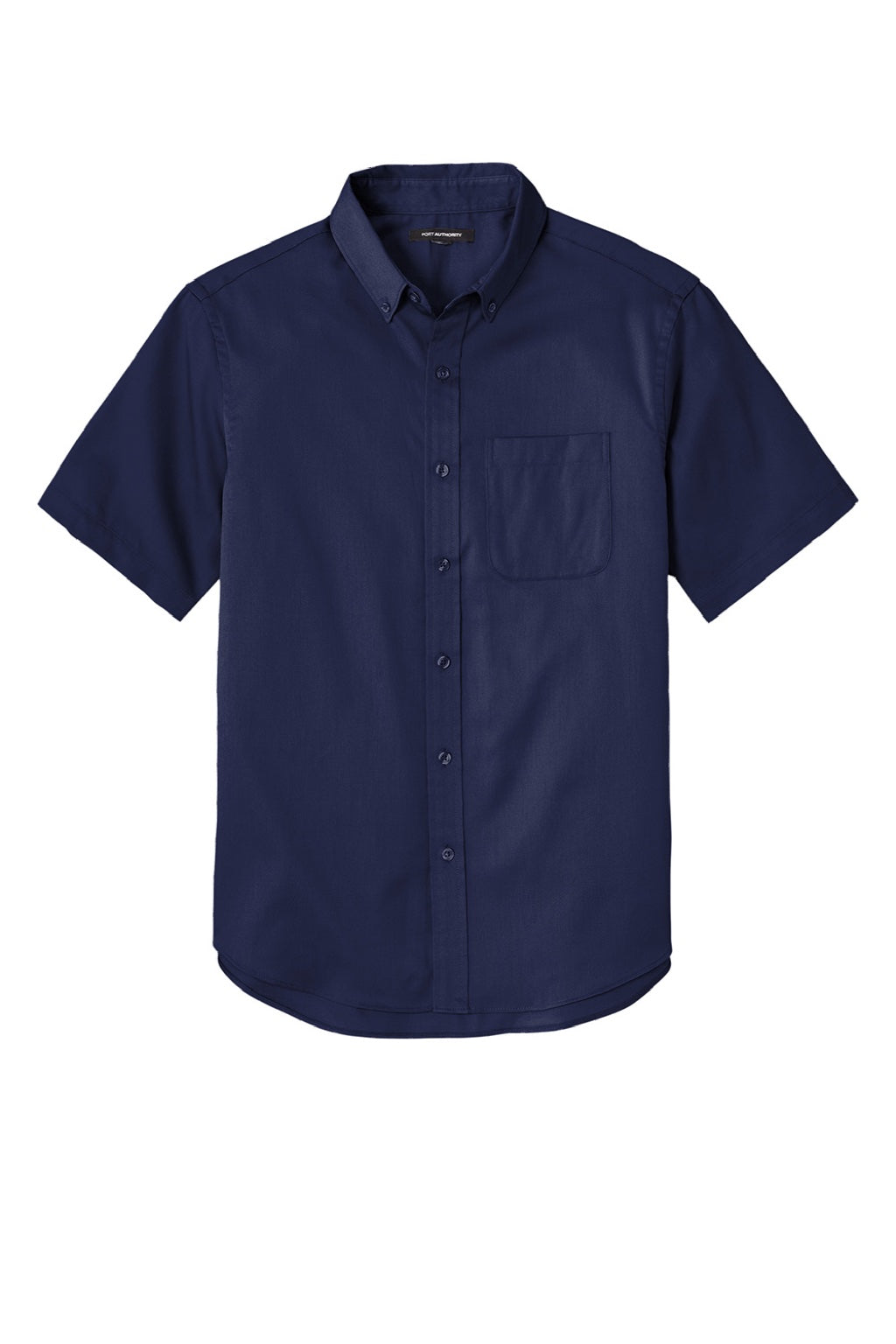 Port Authority W809 Mens SuperPro Wrinkle Resistant React Short Sleeve Button Down Shirt w/ Pocket True Navy Blue Flat Front
