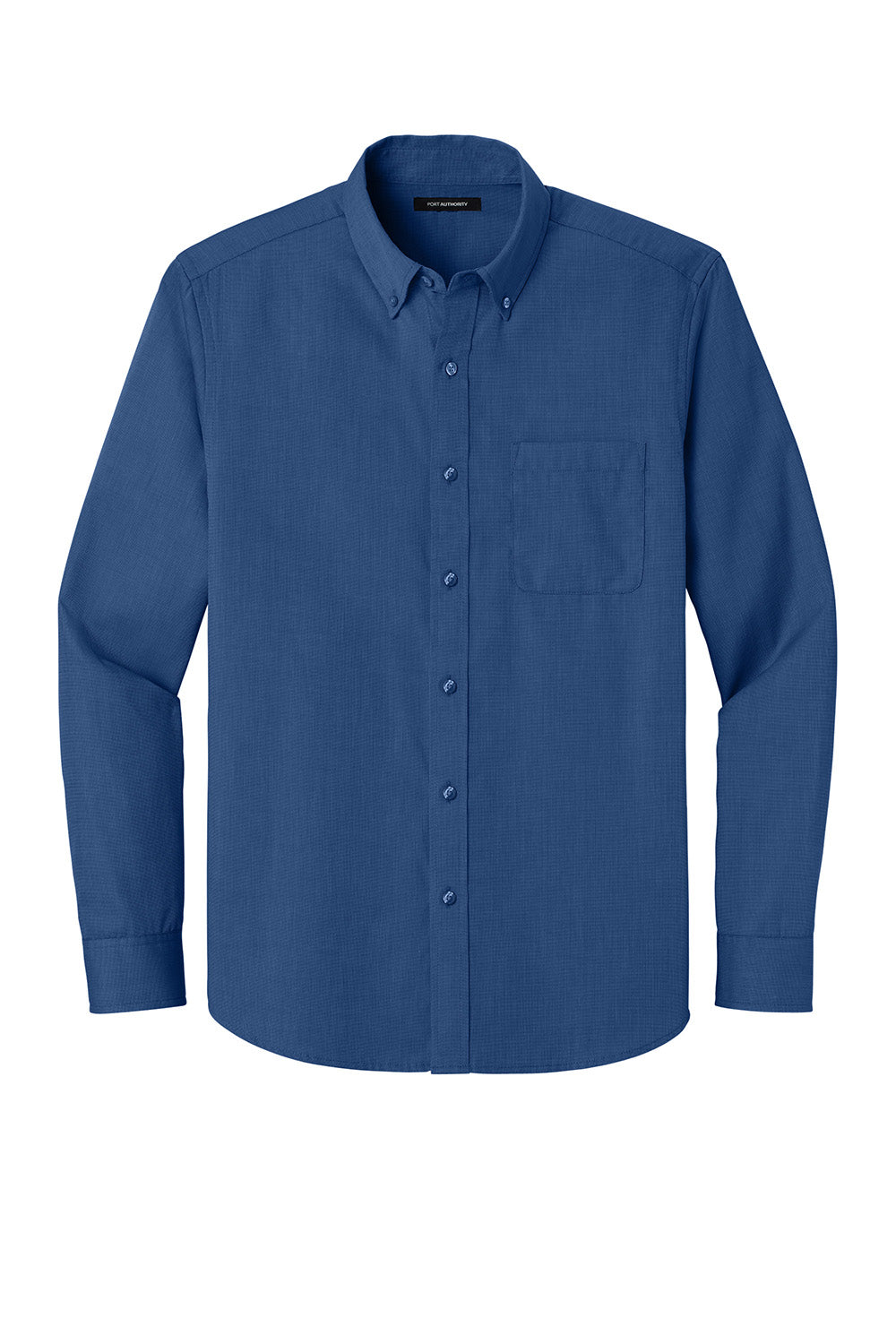 Port Authority W816 Mens Nailhead Easy Care Long Sleeve Button Down Shirt w/ Pocket Mediterranean Blue Flat Front