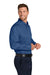 Port Authority W816 Mens Nailhead Easy Care Long Sleeve Button Down Shirt w/ Pocket Mediterranean Blue Model Side