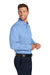 Port Authority W816 Mens Nailhead Easy Care Long Sleeve Button Down Shirt w/ Pocket Swiss Blue Model Side