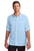 Port Authority W960 Mens Daybreak Moisture Wicking Long Sleeve Button Down Shirt w/ Double Pockets Light Blue Model Front