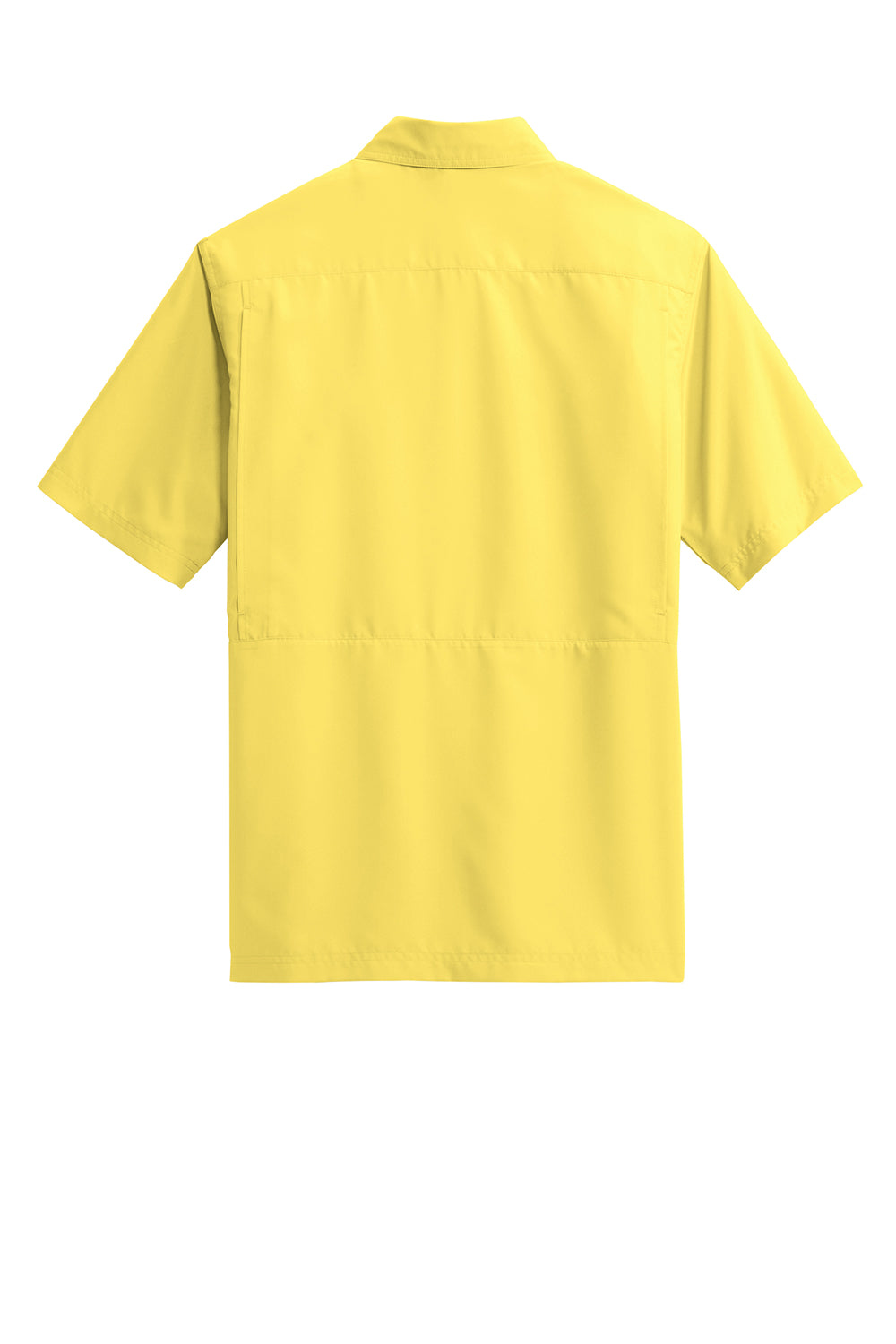 Port Authority W961 Mens Daybreak Moisture Wicking Short Sleeve Button Down Shirt w/ Double Pockets Yellow Flat Back
