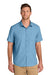 Port Authority W963 Mens UV Dockside Moisture Wicking Short Sleeve Button Down Shirt w/ Pocket Carolina Blue Model Front