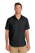 Port Authority W963 Mens UV Dockside Moisture Wicking Short Sleeve Button Down Shirt w/ Pocket Deep Black Model Front